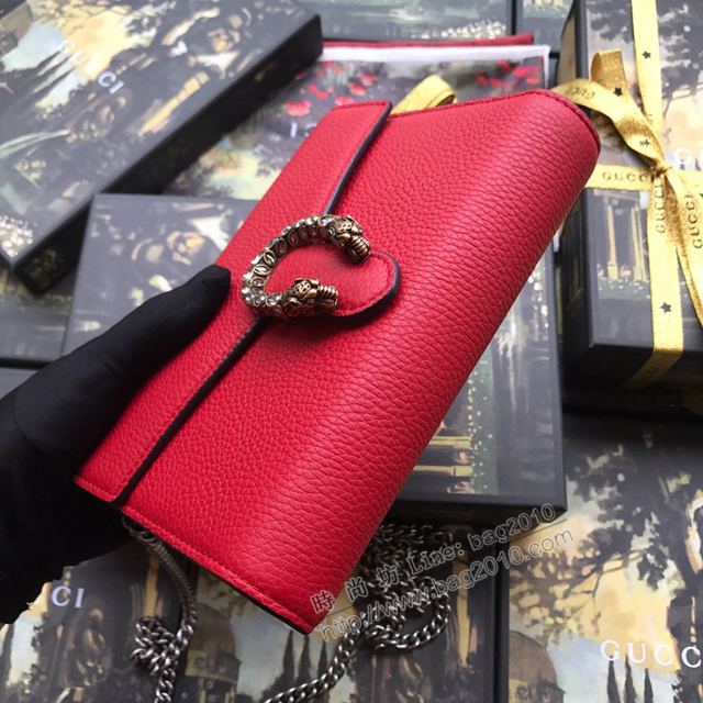 Gucci包 古馳女包 401231大紅全皮 Gucci真皮鏈式迷你手袋 Gucci酒神包  gudj1278
